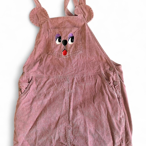 Lazy Oaf Pink Corduroy Jumpsuit with Bear Face - Picture 2 of 2